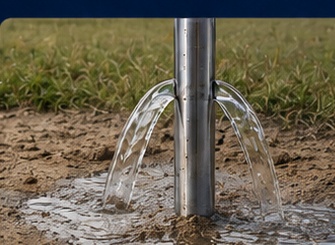 Water uit een geboorde bron in zand